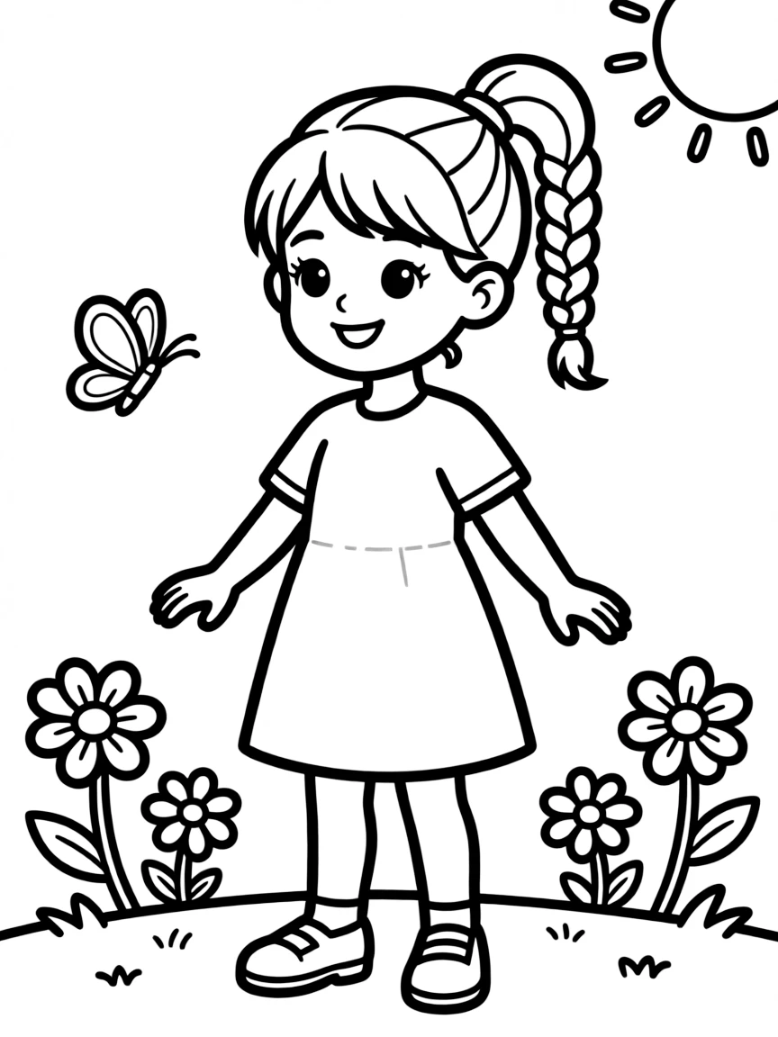 A girl with hair in a simple braided high ponytail.