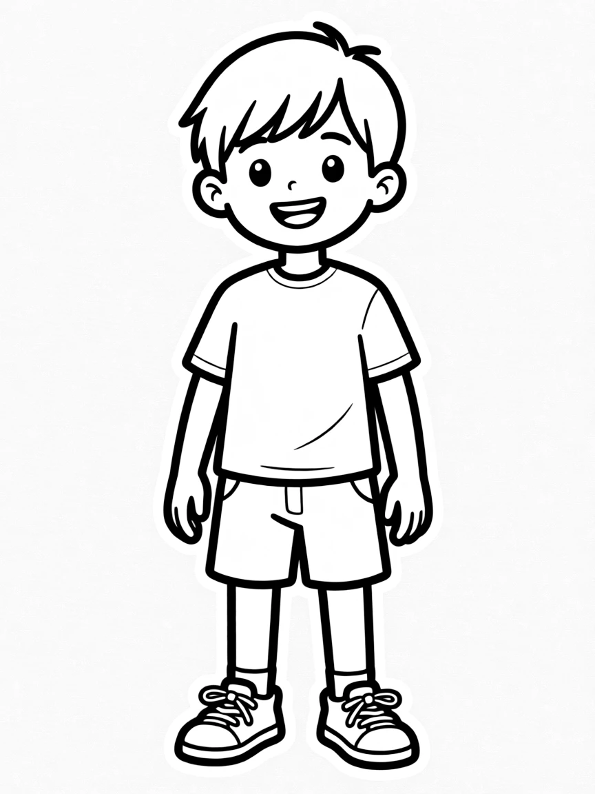 A boy with short, straight hair, parted on the side.