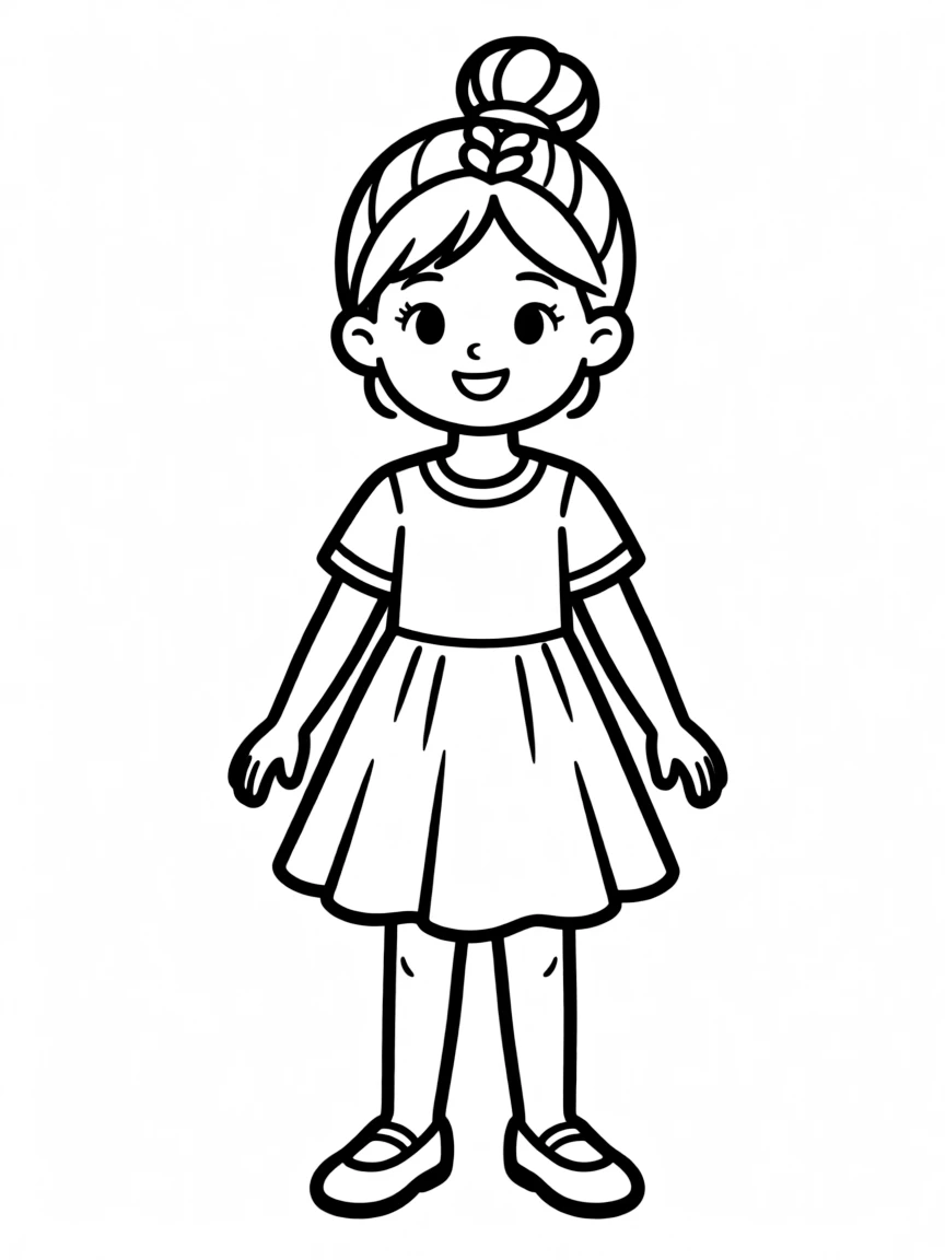 A girl with hair in a simple braided high bun.