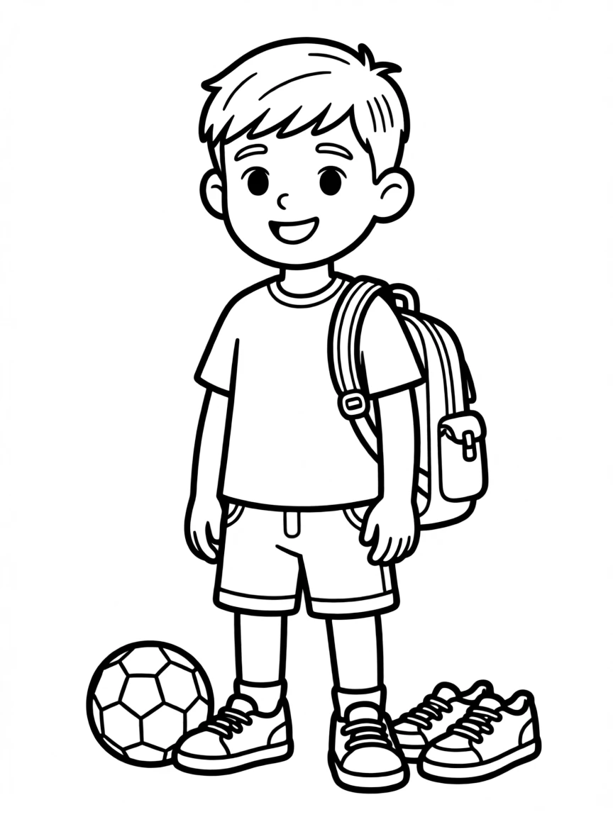 A boy with a simple caesar cut, short and neat.