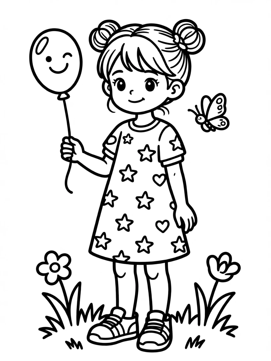 A girl with hair in a simple braided double bun.