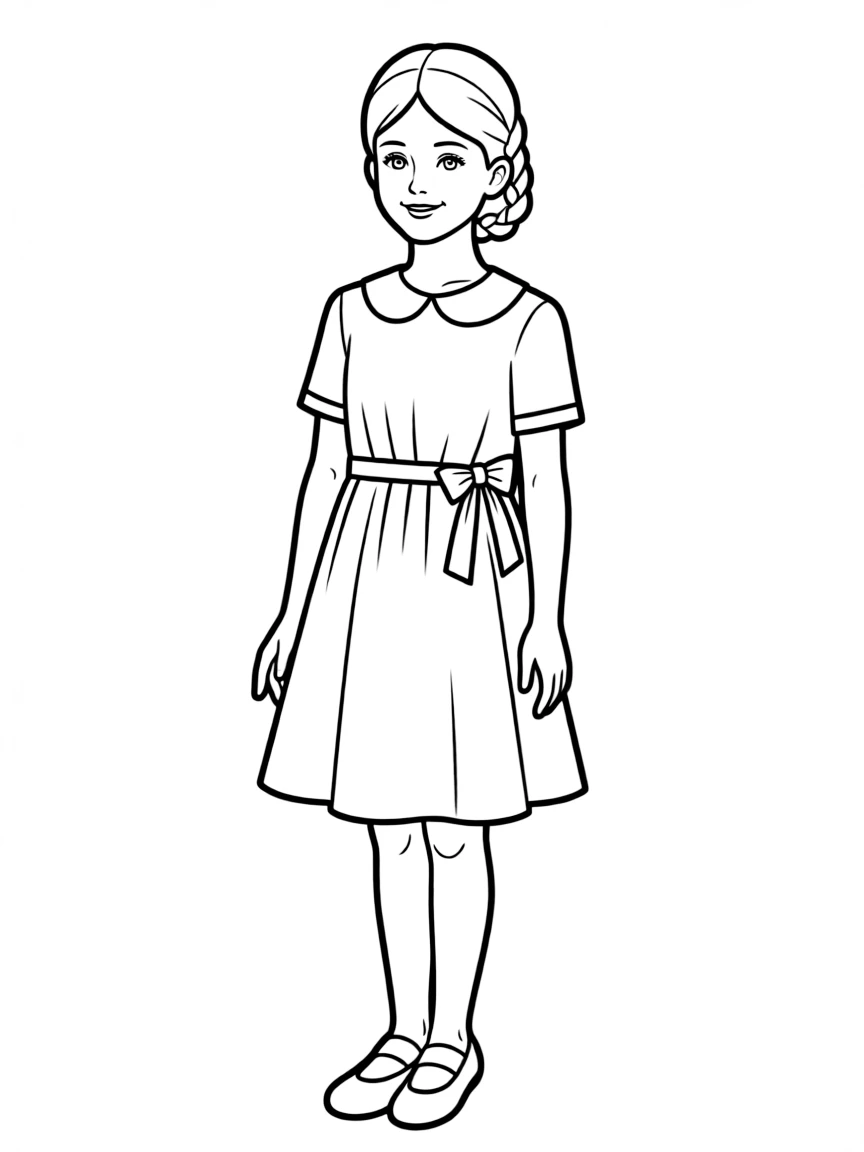 A girl with hair in a simple braided twisted bun.
