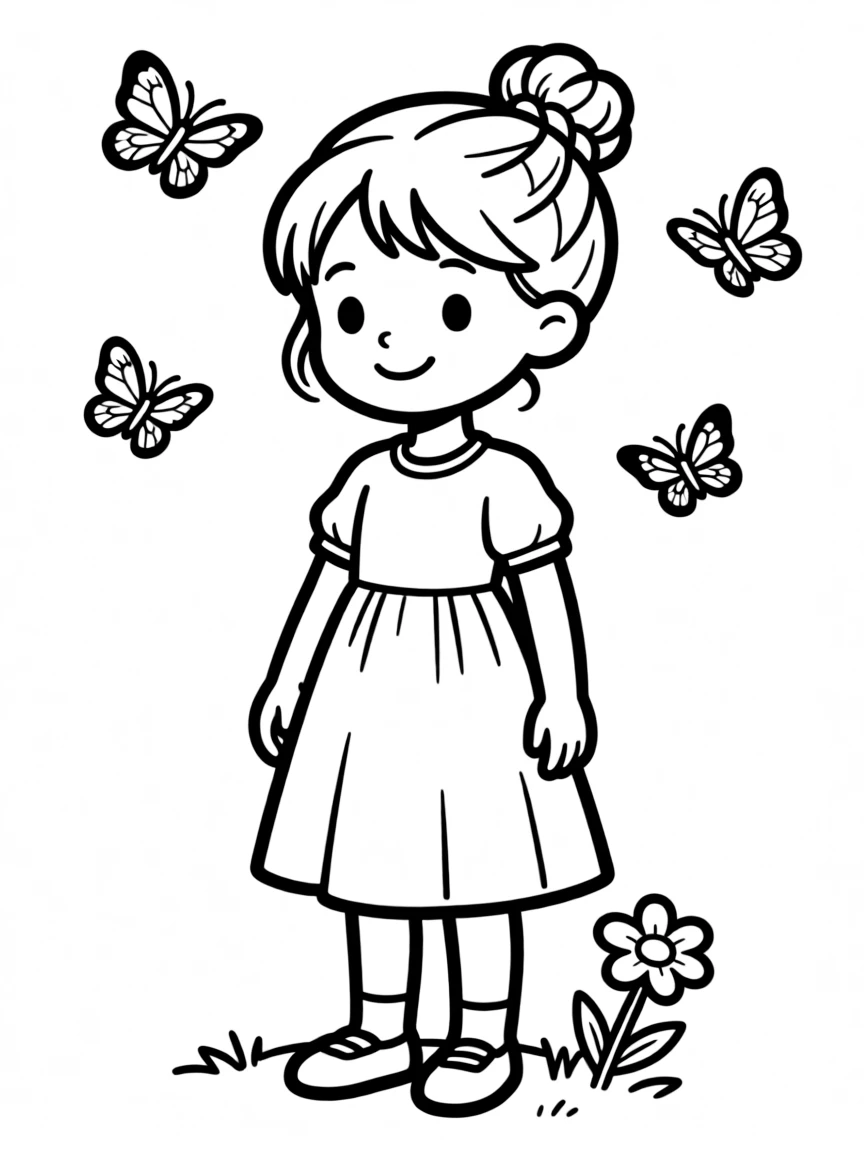 A girl with hair in a simple braided loop bun.