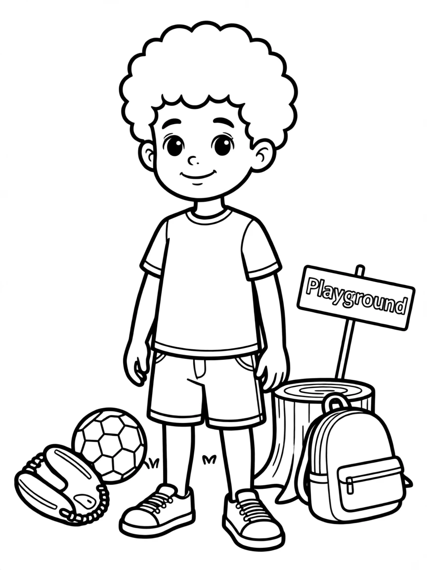 A boy with a short afro, with soft curls.