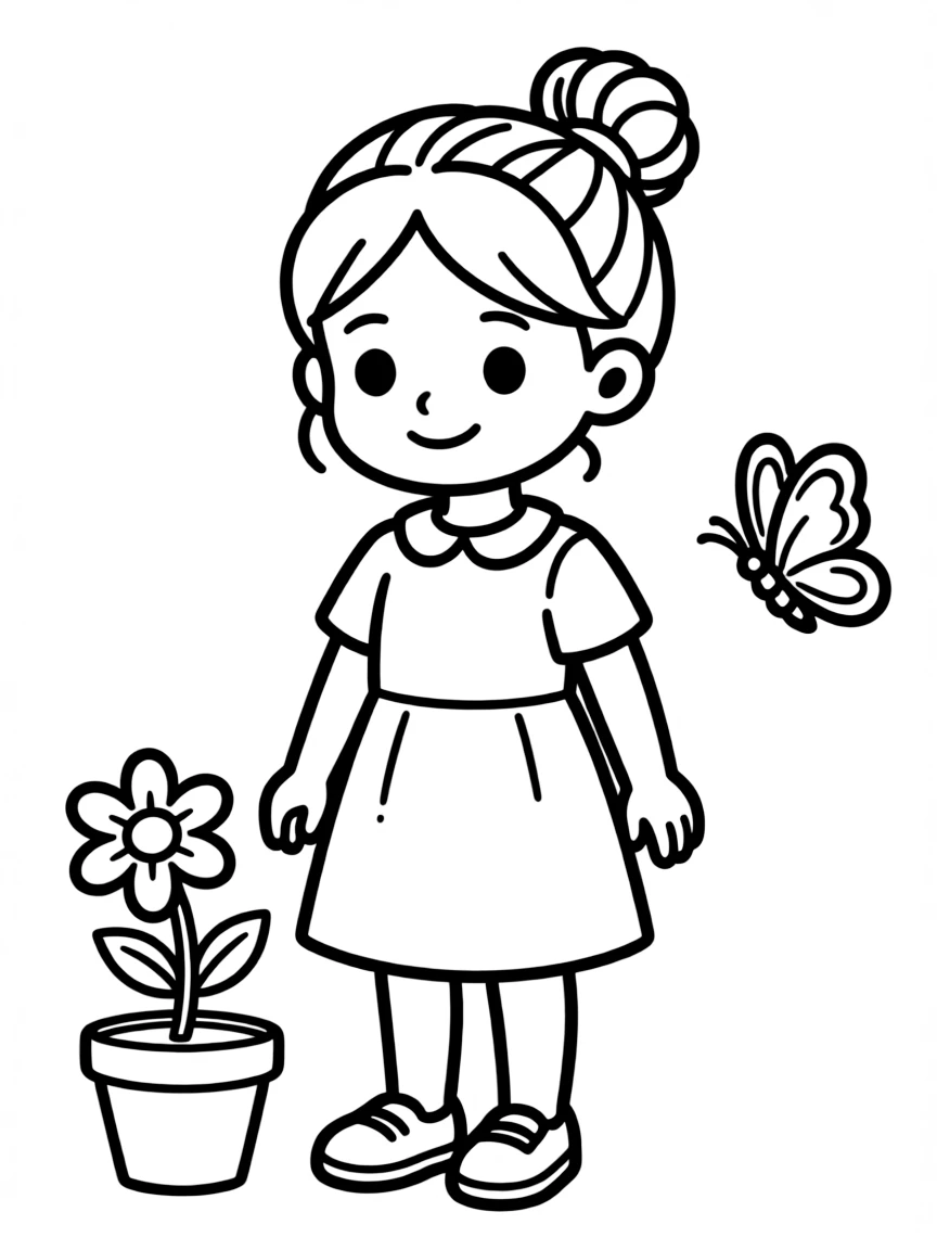 A girl with hair in a simple braided knot bun.