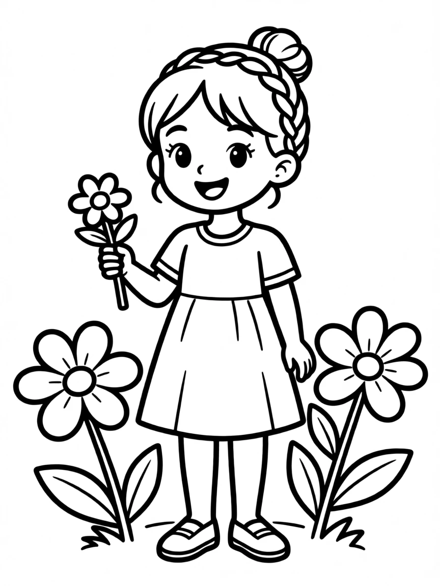 A girl with hair in a simple braided updo.