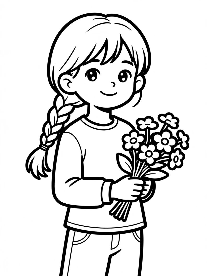 A girl with hair in a simple braided side ponytail.