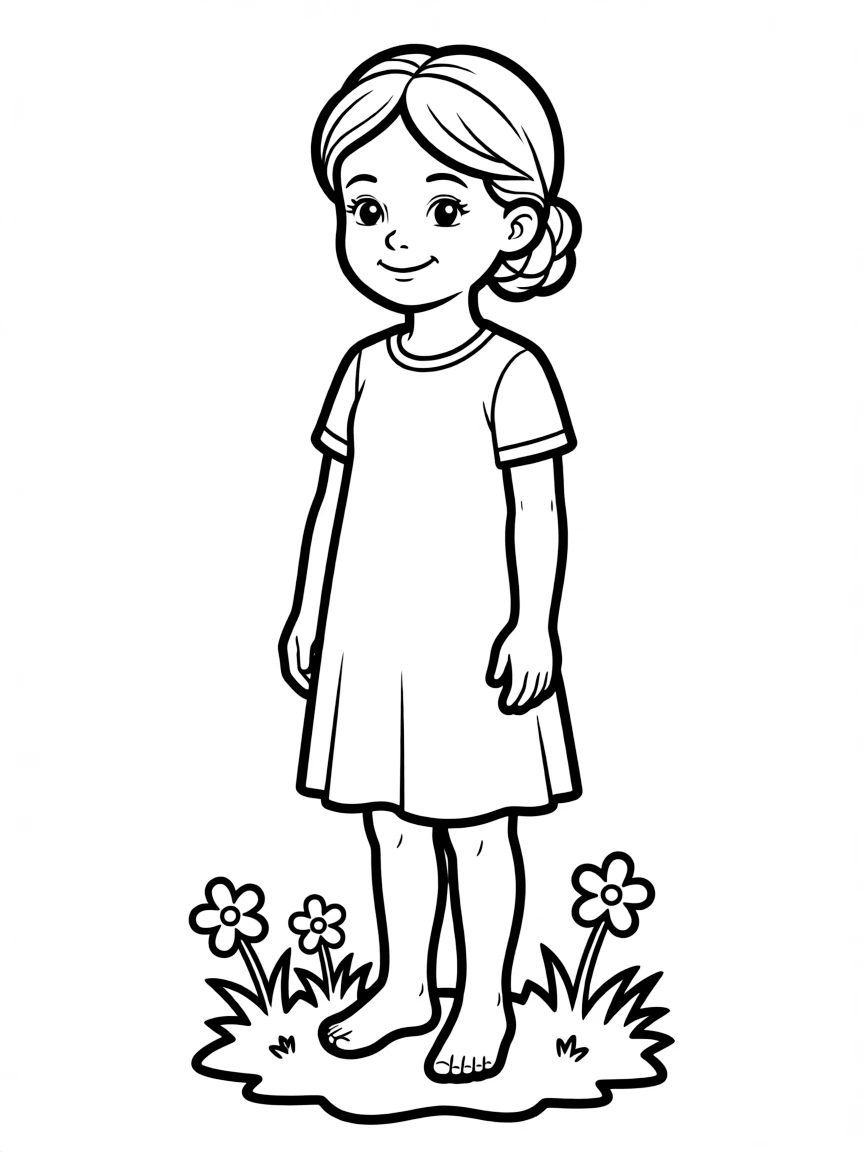A girl with hair in a simple braided low bun.