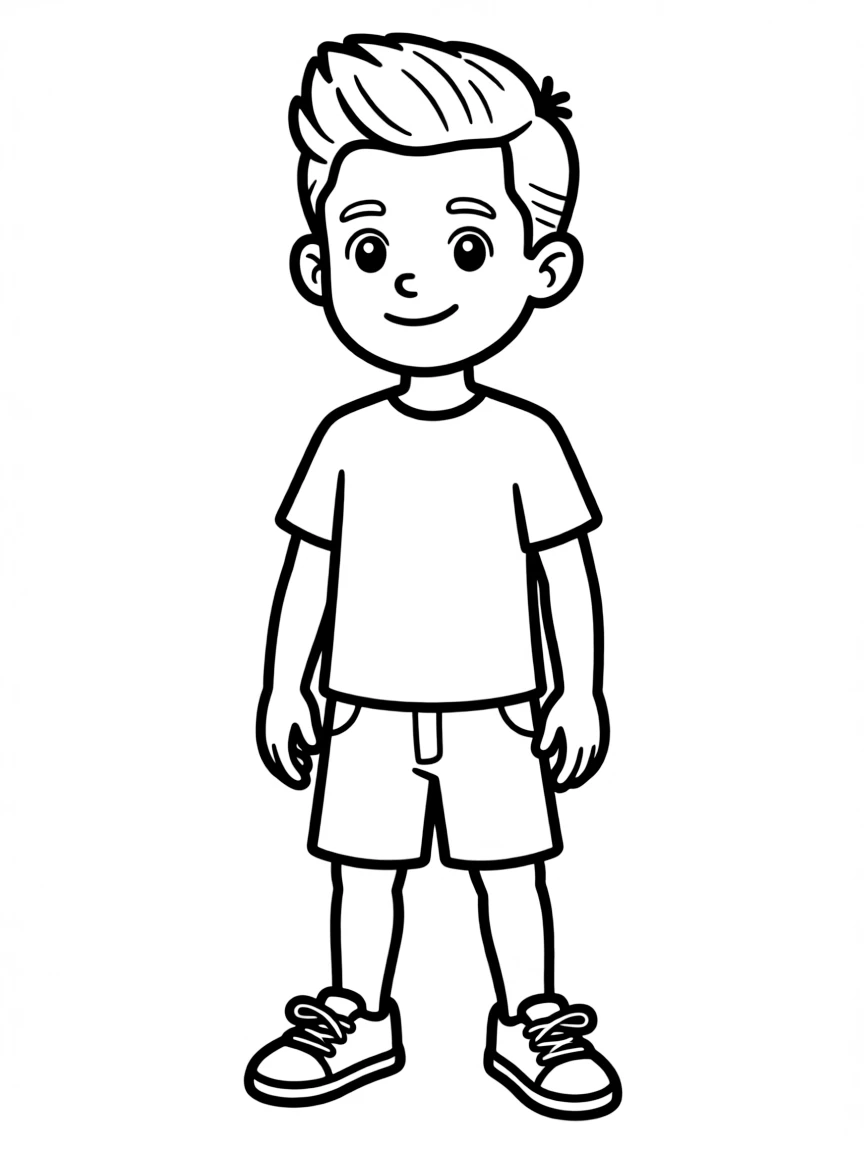 A boy with a short, neat pompadour.