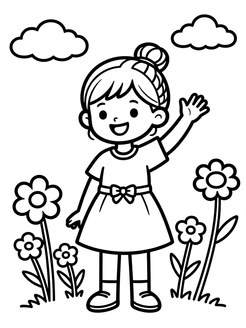 A girl with hair in a simple braided top knot.