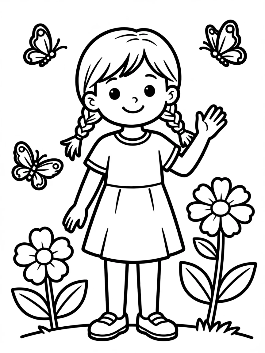 A girl with hair in a simple braided pigtails.