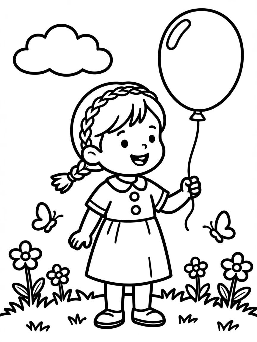 A girl with hair in a simple braided front pigtail.