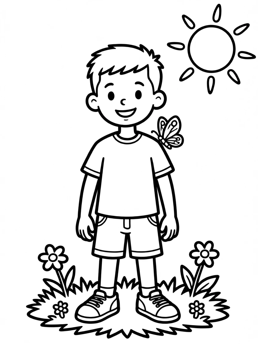 A boy with a short, neat buzz cut.