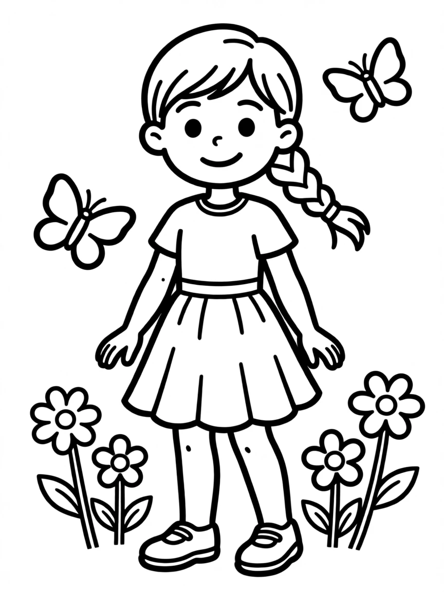 A girl with hair in a simple braided side sweep.