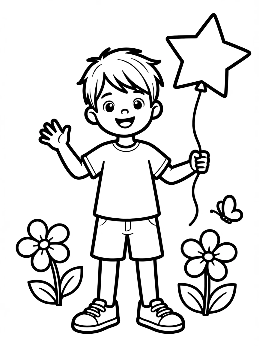 A boy with short, straight hair, parted on the side.