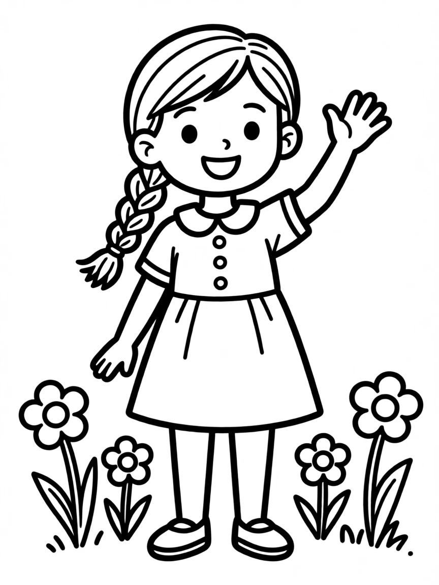 A girl with hair in a simple braided rope.