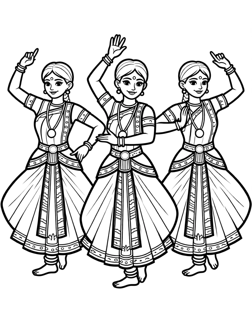 A traditional Indian dance with dancers in intricate costumes and graceful movements.