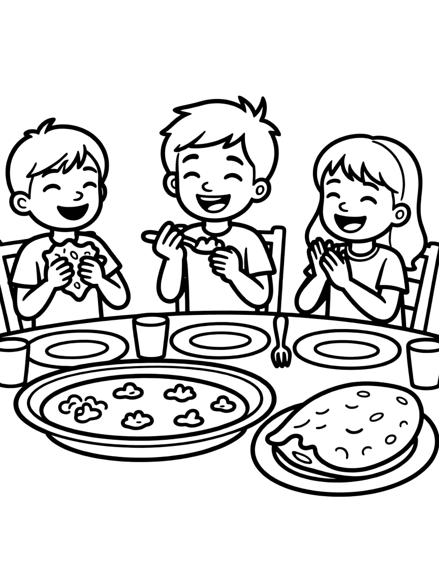 A delicious plate of curry and naan bread in India with happy eaters.