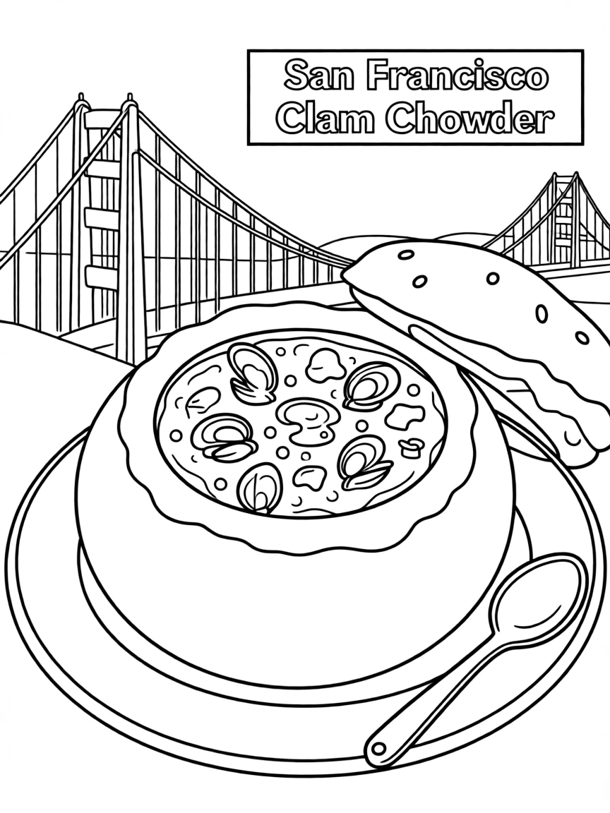 A delicious clam chowder in a sourdough bread bowl in San Francisco.