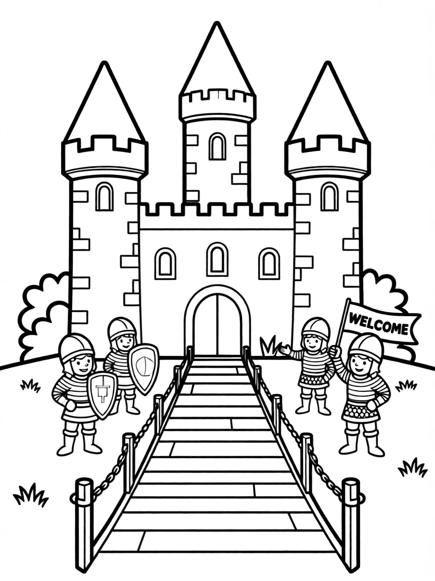 A medieval castle in Germany with knights (friendly ones!) and a drawbridge.