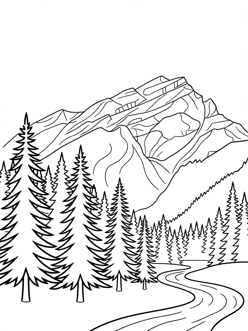 The Canadian Rockies with snow-capped mountains and evergreen trees.