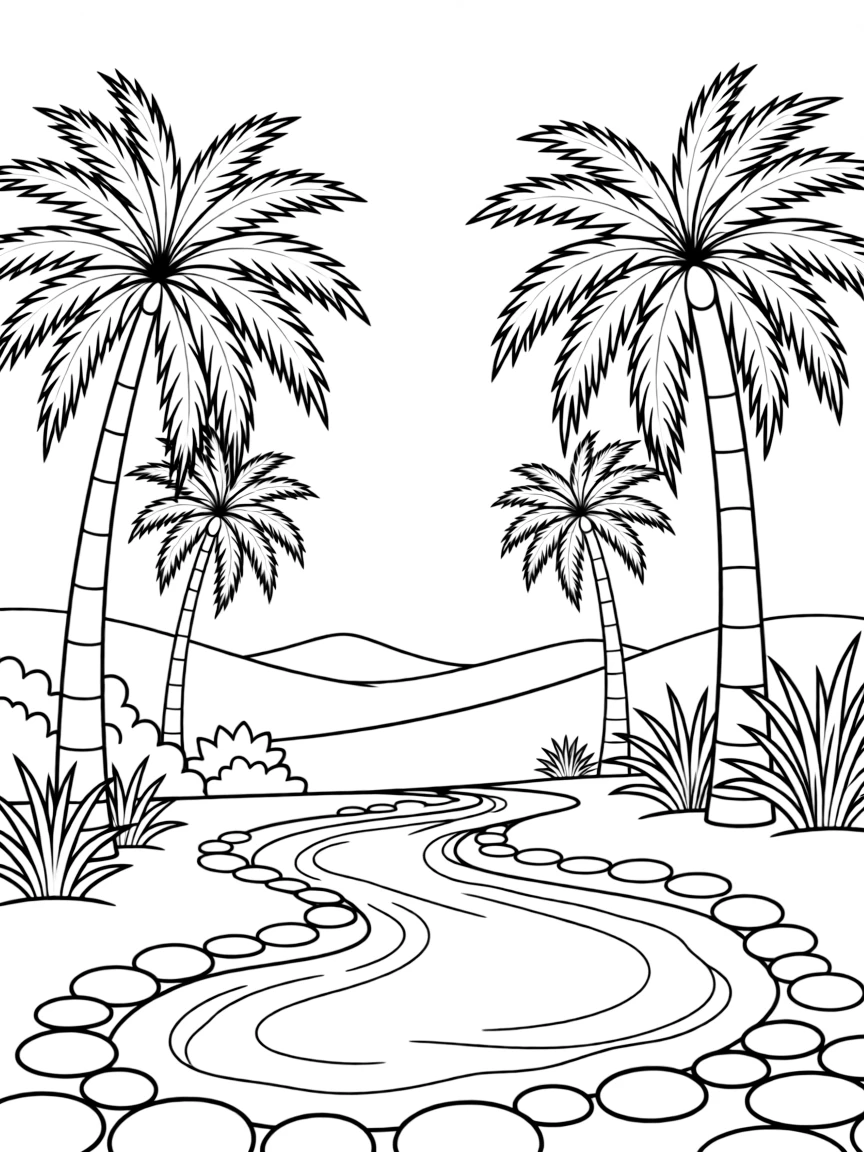 A beautiful oasis in the Egyptian desert with palm trees and a refreshing spring.