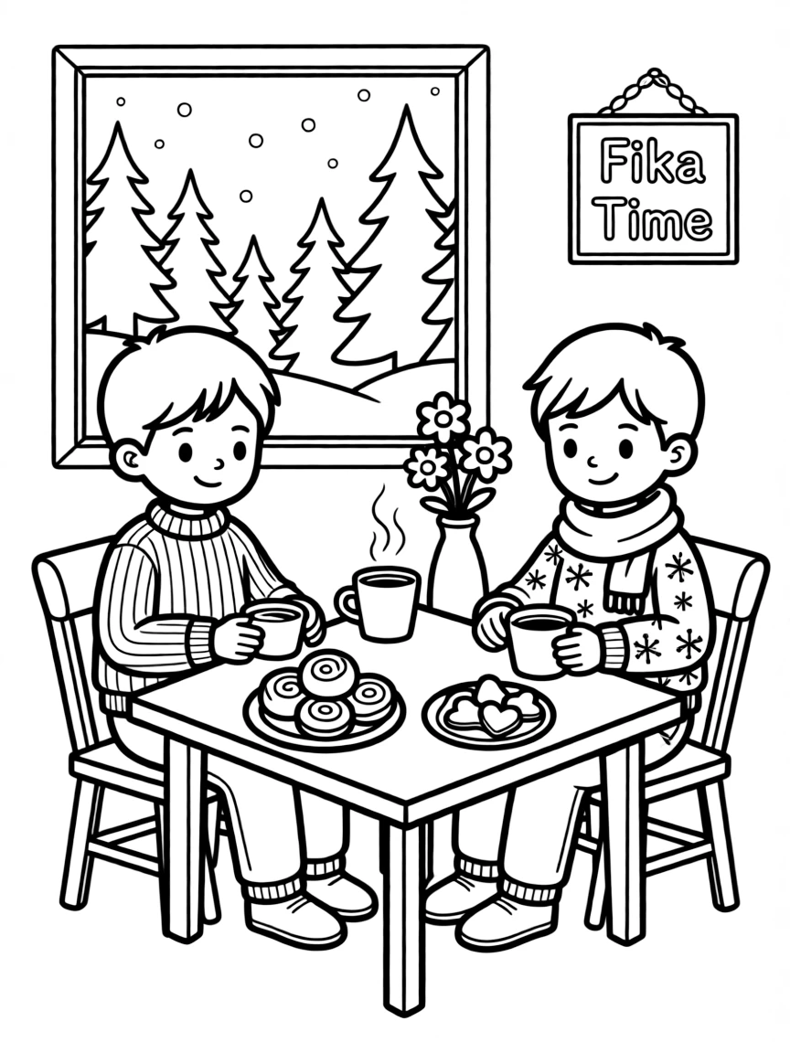A cozy fika (coffee break) in Norway with warm pastries.