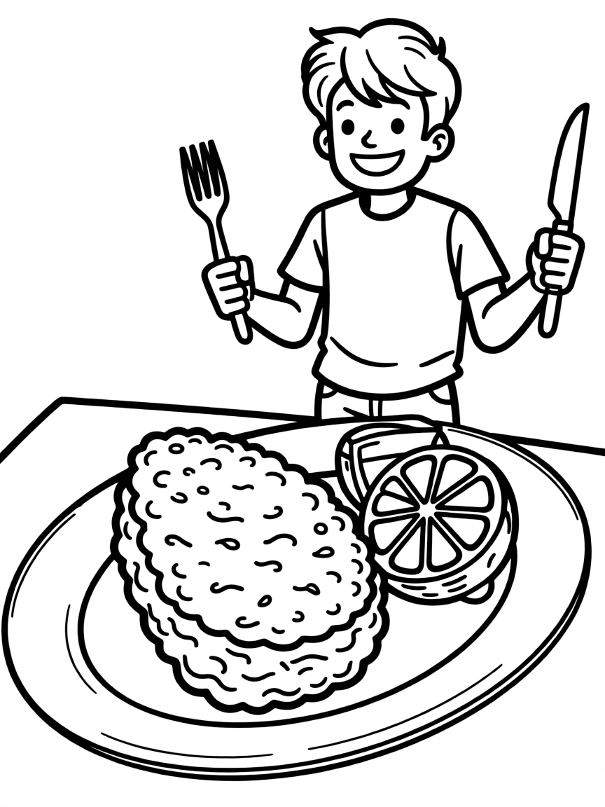 A delicious German schnitzel being served with lemon.