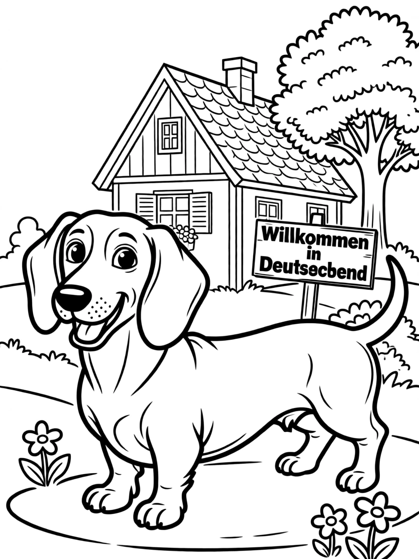 A friendly dachshund dog in Germany with a long body.