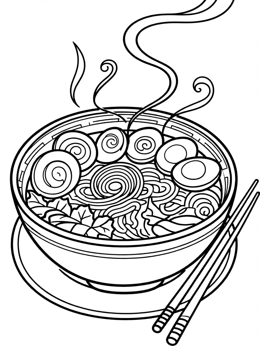 A delicious ramen bowl with steaming noodles and toppings.