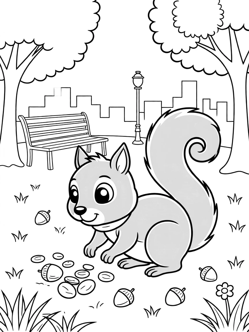 A friendly squirrel in Central Park, New York City, looking for nuts.