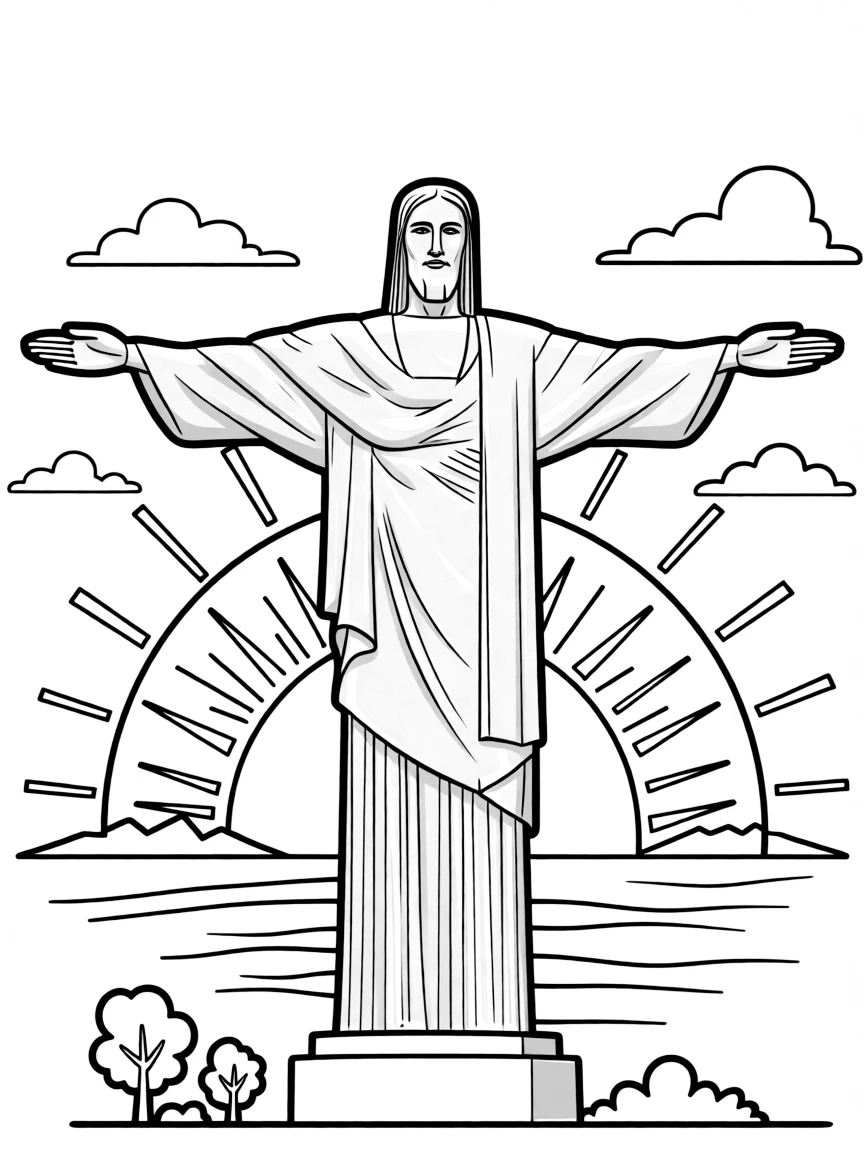 The Christ the Redeemer statue in Rio de Janeiro, Brazil, at sunset.