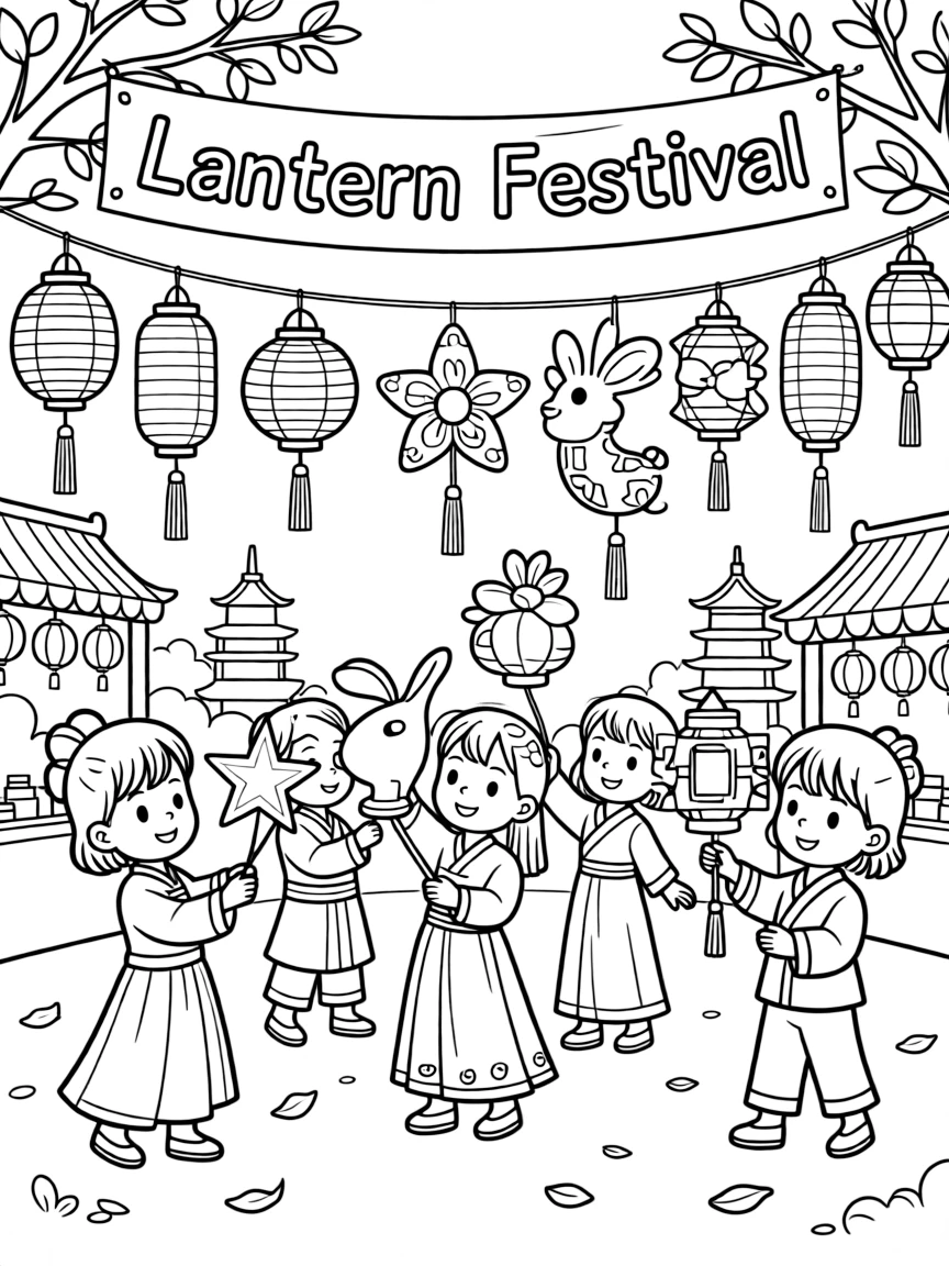 A traditional Chinese lantern festival with glowing lanterns everywhere.