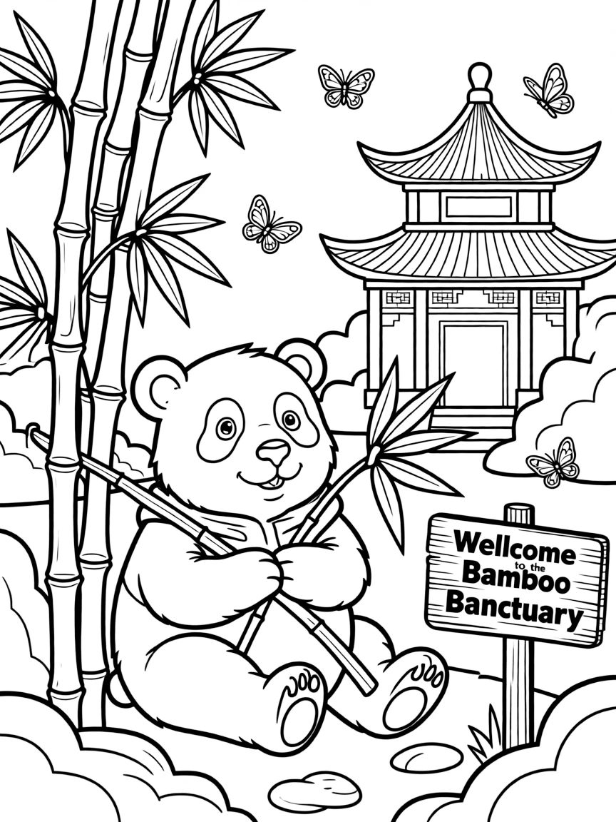 A friendly panda eating bamboo in a Chinese sanctuary.
