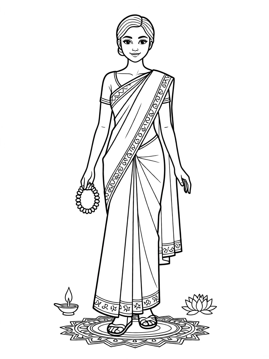 A beautiful sari being worn by a graceful woman in India.