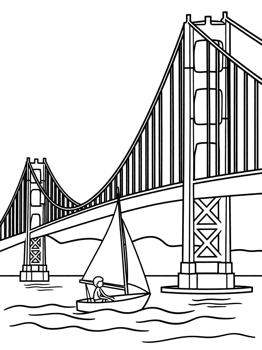 The Golden Gate Bridge in San Francisco, USA, with a sailboat passing under.