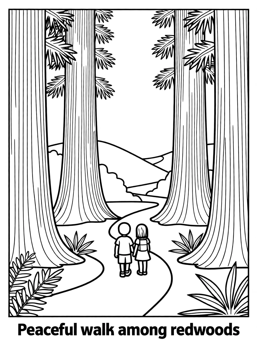 A peaceful walk through the redwood trees near San Francisco.