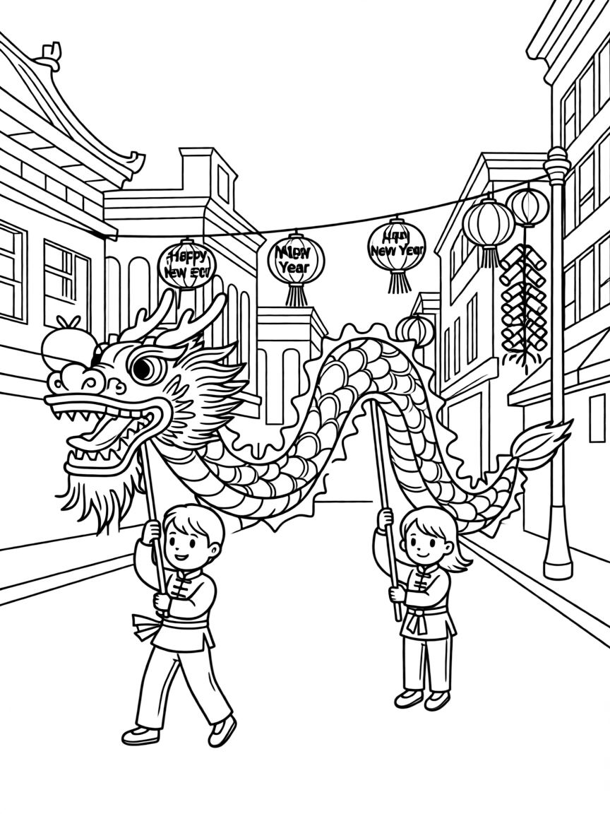 A festive Chinese New Year parade in San Francisco with a dragon dance.