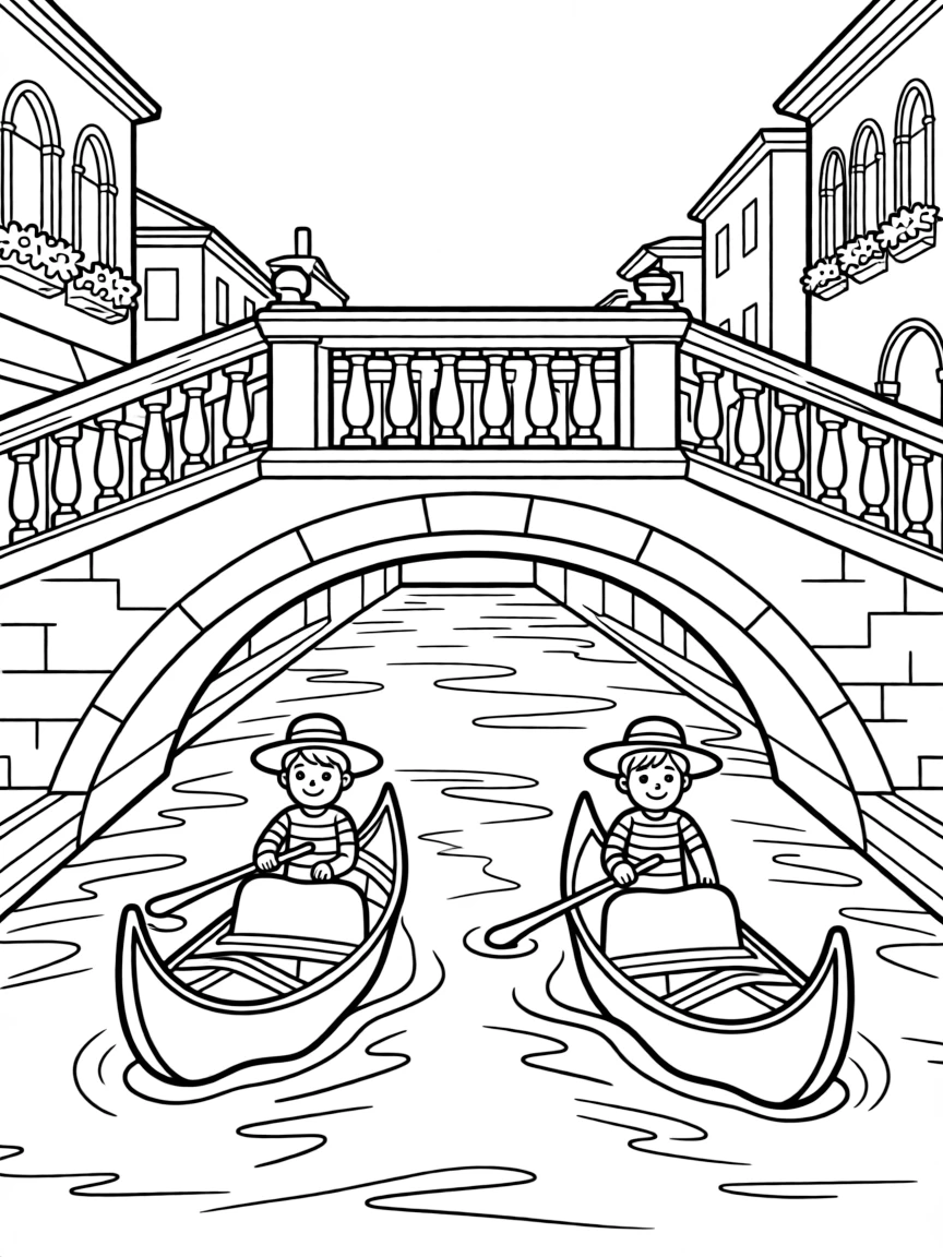 A charming bridge over a canal in Venice, Italy, with tiny boats passing.