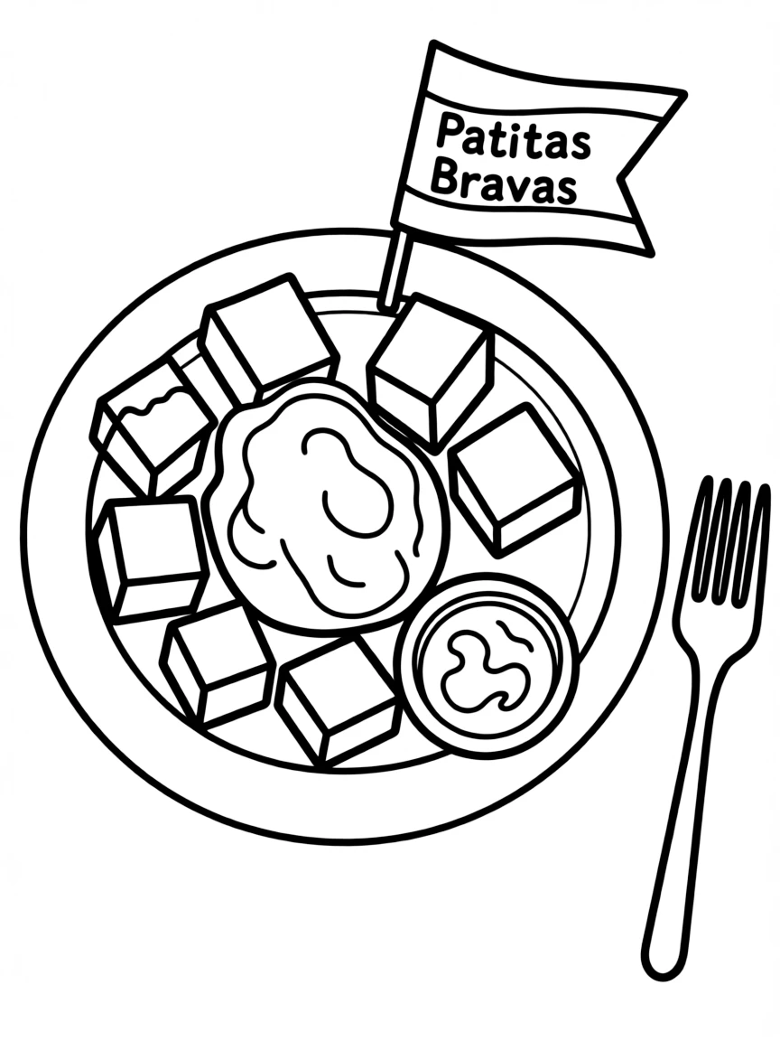 A delicious plate of patatas bravas in Spain.