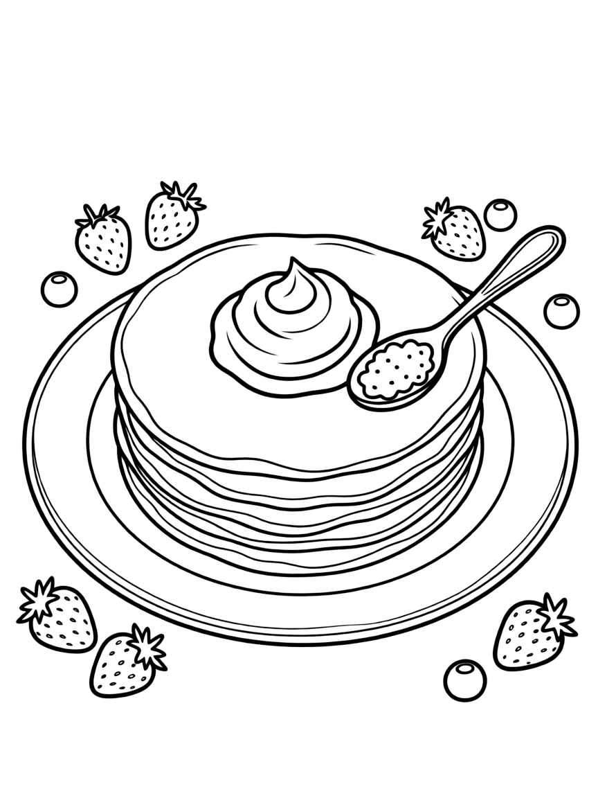 A delicious blini (Russian pancake) with sour cream and jam.
