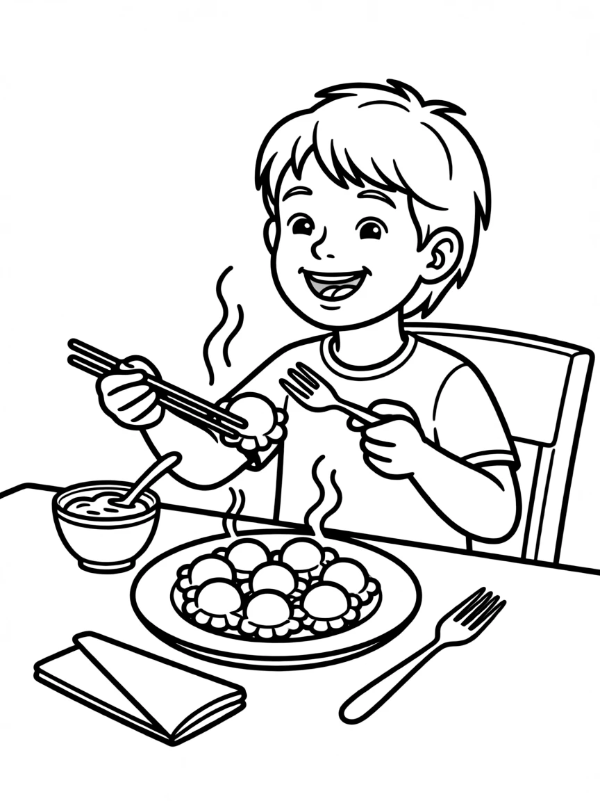 A delicious pelmeni (Russian dumplings) being enjoyed.