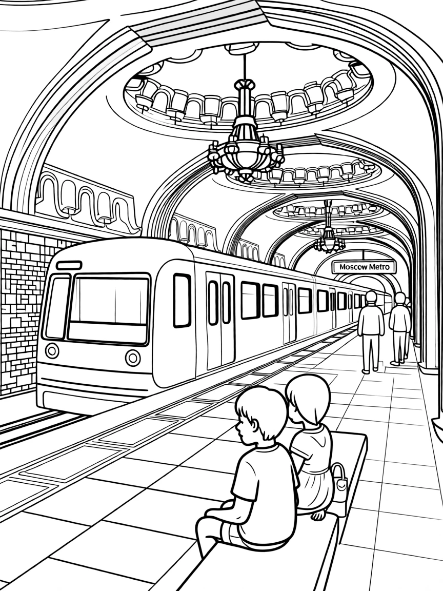 A peaceful ride on the Moscow Metro with ornate stations.