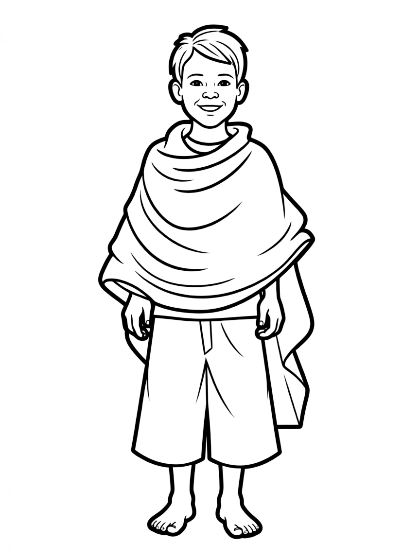 An Ethiopian child in a simple white netela (shawl).