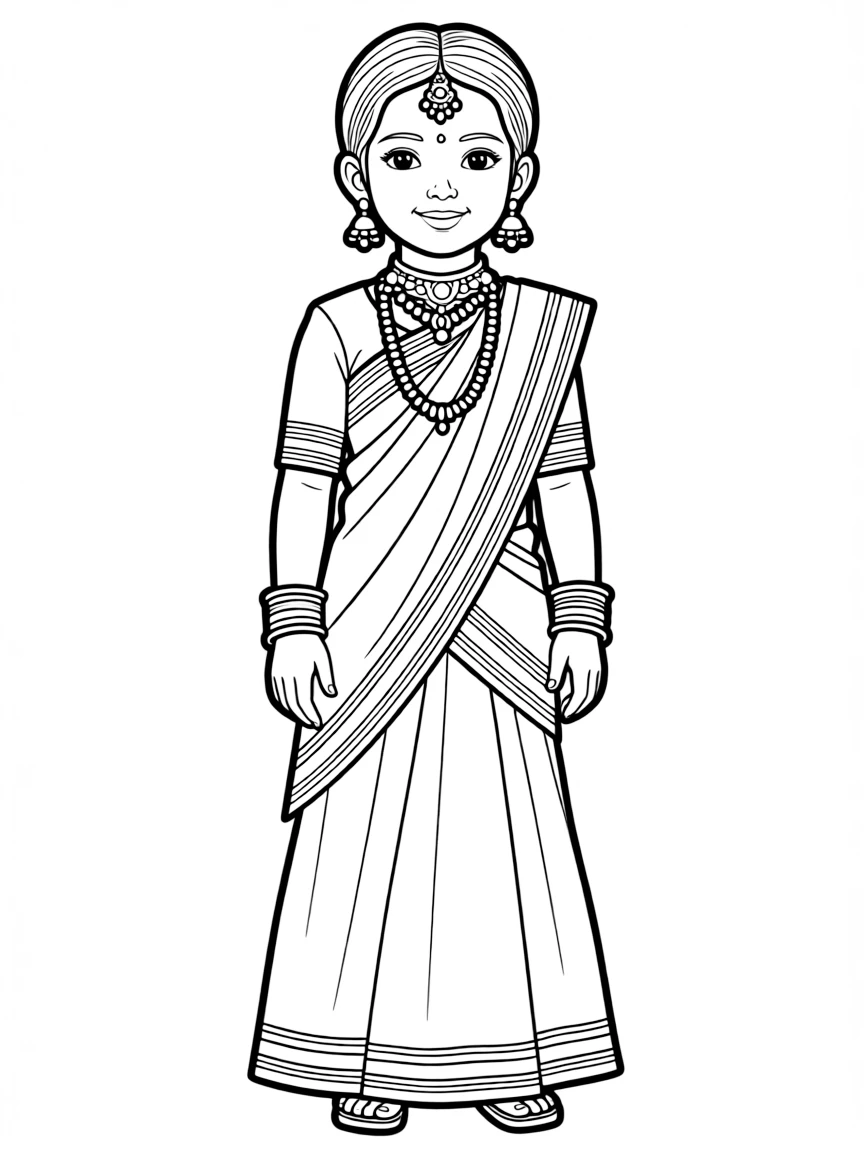 A Nepalese child in a traditional wedding dress with elaborate jewelry.