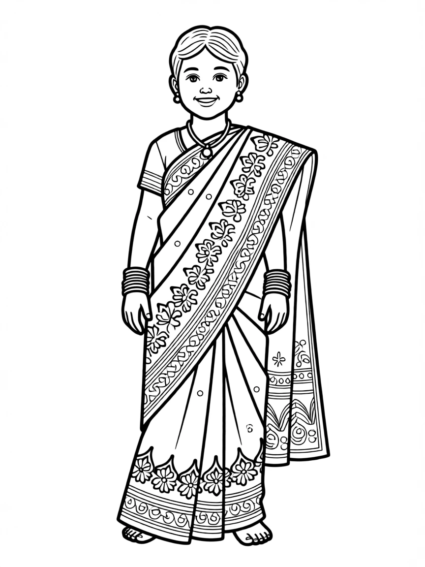 A Bangladeshi child in a traditional wedding sari with heavy embellishments.
