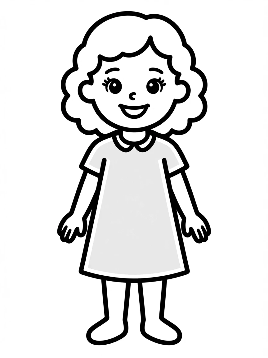 An Irish girl with simple curly hair, wearing a plain green dress.