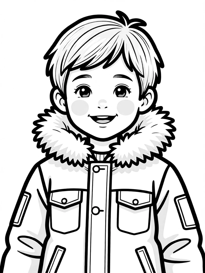 An Inuit child, with a simple fur collar on their jacket.