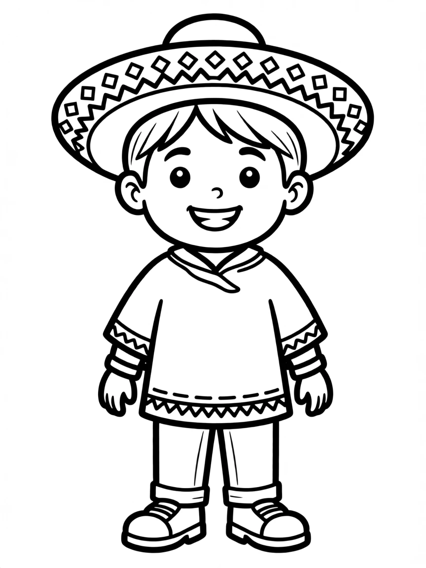 A Peruvian child, with a simple pattern on their hat.