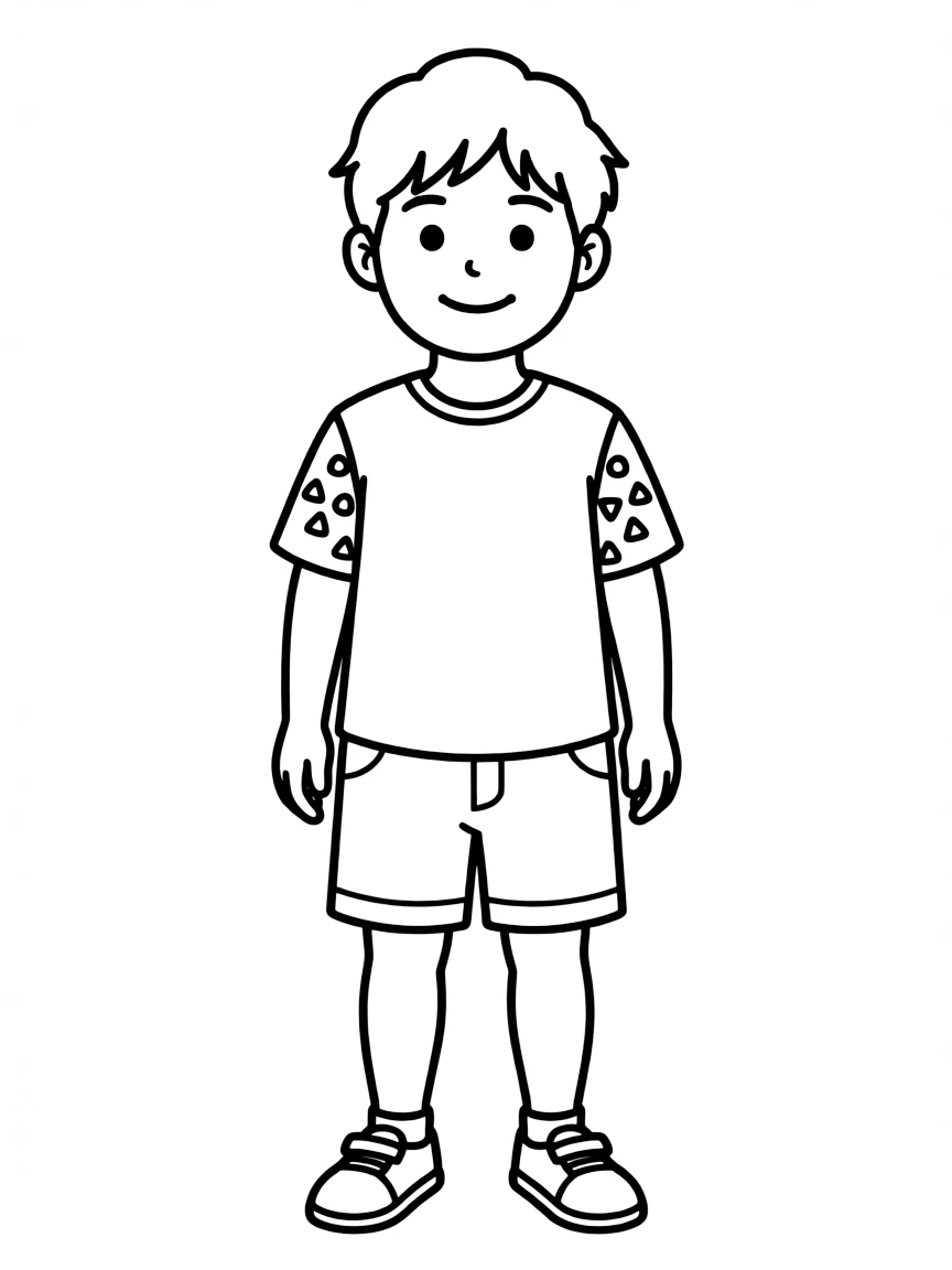 A Korean child, with a simple pattern on their sleeves.